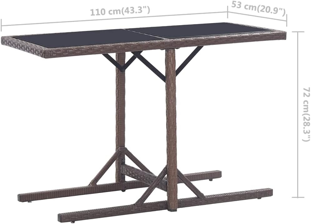 Stylish Rustic Patio Dining Table, Sturdy Patio Table with Steel Frame, Weather Resistant Coffee Table for Backyard or Living Room, Patio Table Black Solid Acacia Wood and Poly Rattan