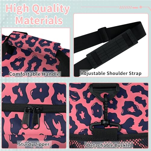 Travel Duffle Bags for Women with Shoulder Strap, Lightweight Waterproof Carry-on Luggage Bag for Travel, Gym, Sports, and Weekender (Pink Leopard Print)2