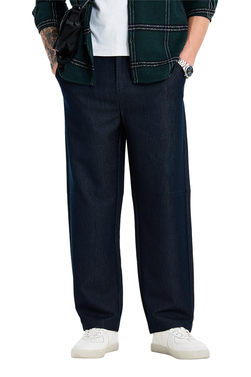 Men Casual Trousers | Straight Fit Textured Plain Front Design | Durable Polyester Blend & Medium Stretch Fabric for All Day Comfortable Everyday Wear-image-47