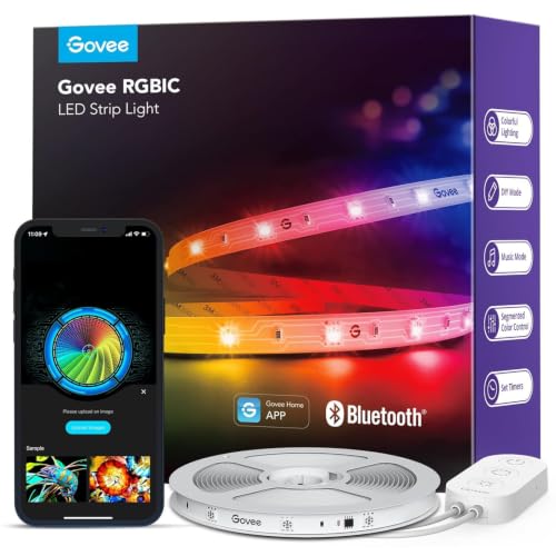 Govee LED Strip 5m, RGBIC LED Streifen mit Segmentcontrol, Musik Sync, 64 Szenenmodus, Steuerbar via App-Steuerung,Farbwechsel… – Ansicht 1