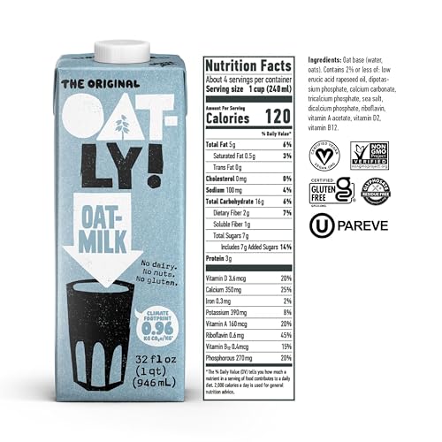 Oatly Original Oatmilk - Shelf-Stable, Creamy, Dairy-Free, Plant-Based Milk for Cereal, Smoothies, Baking & More (32 oz, 6-pack) - Thumbnail 2