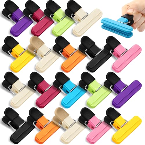 Image of Wonderjune 20 Pcs Chip Bag Clips Plastic Food Bag Clips with Heavy Duty, Heavy Seal Grip Food Clip for Snack Storage Home Office Back to School Supplies 3.07 x 2.56 x 1.46 Inch(Multicolor)