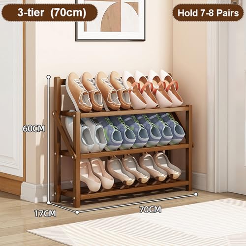 Étagère à chaussures en bambou 70 cm meuble de rangement petit espace - 3