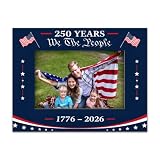 Asdhw 250th Anniversary Independence Day Picture Frame for 4x6 Photo, Rustic Wooden Patriotic Memorial Frame with American Flag Design, Decorative Photo Display for Living Room Office Bedroom - A01