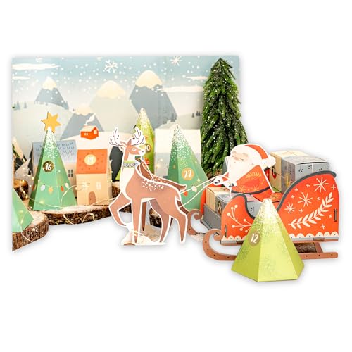 Papierdrachen Adventskalender Schlitten - Faltschachteln- Häuschen -...