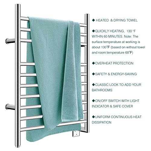 Heatgene HG-R6466S Towel Warmer Wall-Mounted Hardwired Heated Towel Rack Hot Towel Bar Brushed thumb #3