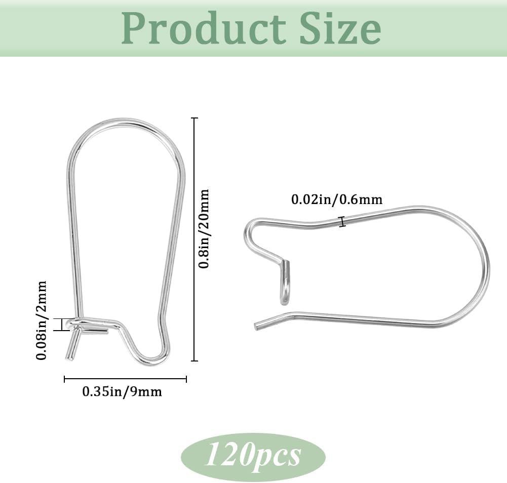 1 Box 120Pcs Kidney Earring Finding Teardrop Earring Wires Stainless Steel U Shaped Hoop Wires Long Earring Hooks Dangle Silver Earring Wires for Jewelry Making Supplies DIY Craft Beginner - Image 2