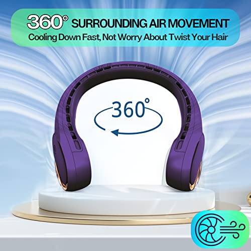 Kidee Neck Fan, Neck Fans Portable Rechargeable, Upgraded Cooling Air Volume, Ultra Quiet, 4000 Mah Battery Operated, Long Use Time, 3 Speeds Adjustable Personal Hand Free Fan #TOP4