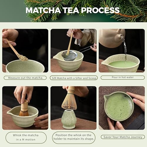 Original Japanese Matcha Tea Set with Whisk, Bowl, Scoop & Sifter – Ideal Matcha Kit for Ceremonial Green Tea – Premium Bamboo Whisk & Ceramic Bowl – Matcha Gift Set for Beginners & Tea Lovers - Image 4