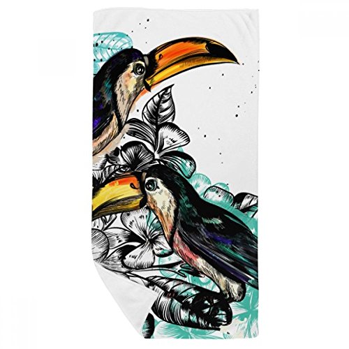 Débarbouillette douce oiseau tropical 35x70cm, idée cadeau multicolore - 2