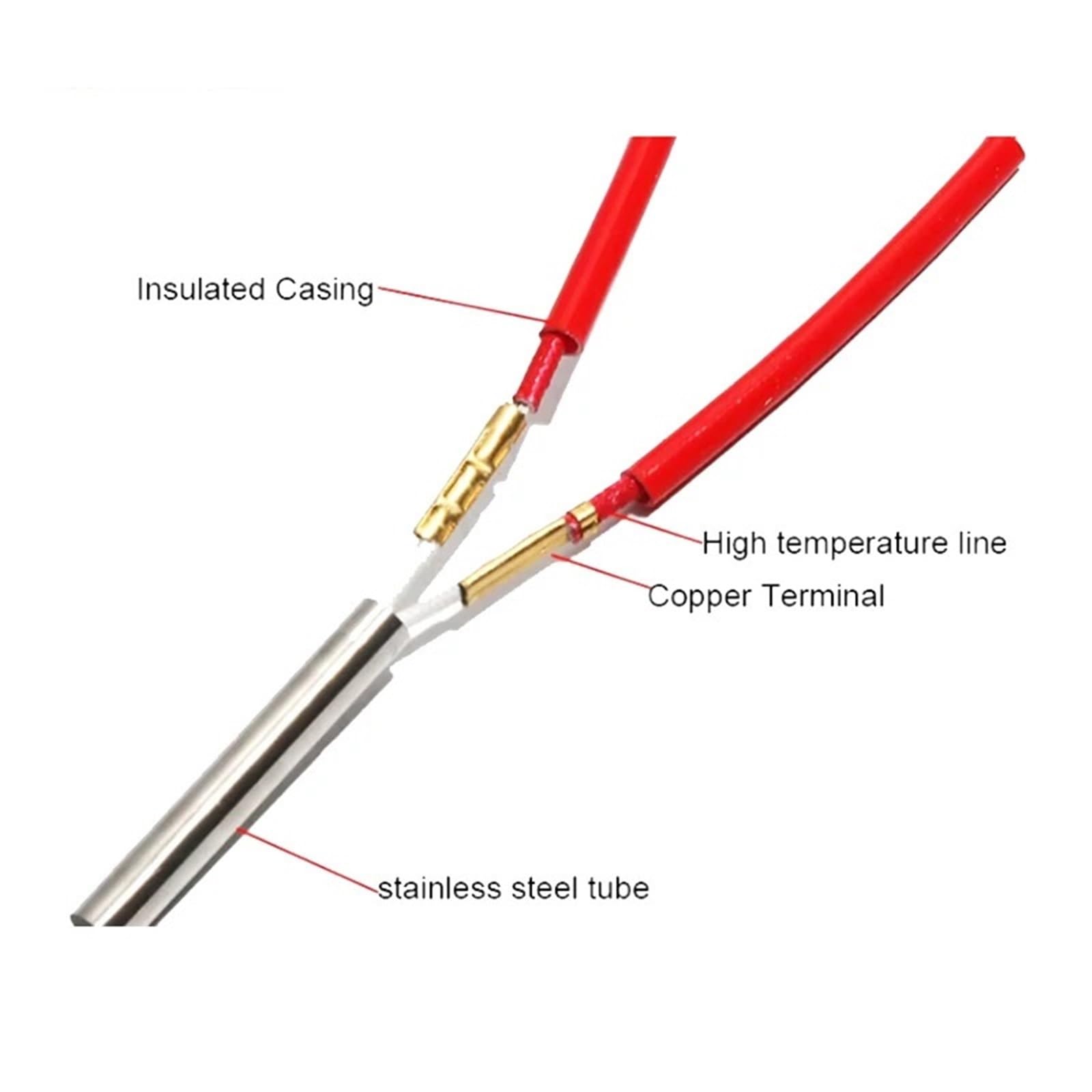 110V 220V 380V 8MM Edelstahl-Heizpatrone 300W-340W Heizelementstab 120/125/128/130/135MM 5St(380V,320W 8x128mm)