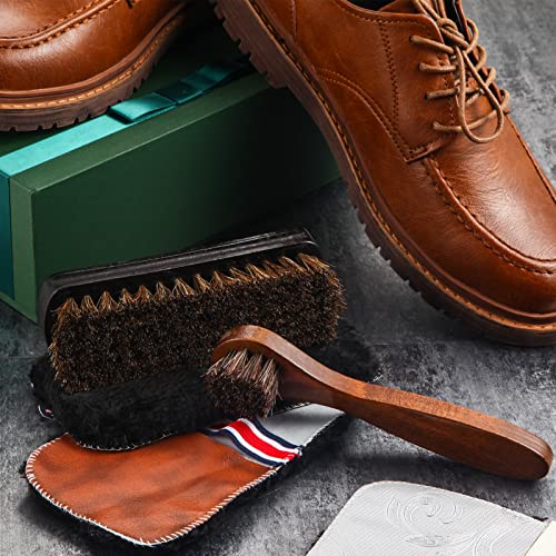 4 Pcs Horsehair Shine Shoes Brush Kit Polish Dauber Applicators Cleaning Leather Shoes Boots Care Brushes Suede Cleaner Brush with Microfiber Shoe Gloves(4 Pcs Style D) - Thumbnail 7