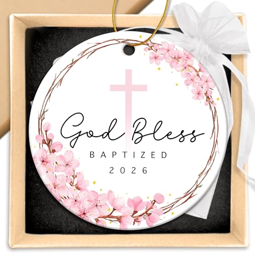 ZAGKOO Easter Baptism Gifts for Girls - Christening Gifts for Girls - Baptism Ornament for Baby, Kids, Women - Godchild Gift from Godparents - God Bless Baptized Christmas Ornament 2026