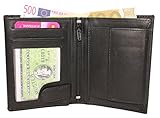  Leder Geldbörse Geldbeutel Kombibörse Brieftasche Hoch Damen Herren schwarz D5600