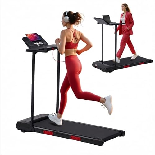 Foldable Treadmills for Home with Handles, Portable Folding Walking Pad Treadmills for Home Small, 3.0HP Walking Pads with Handle Bar, Small Electric Treadmill with LED Display, 320LBS