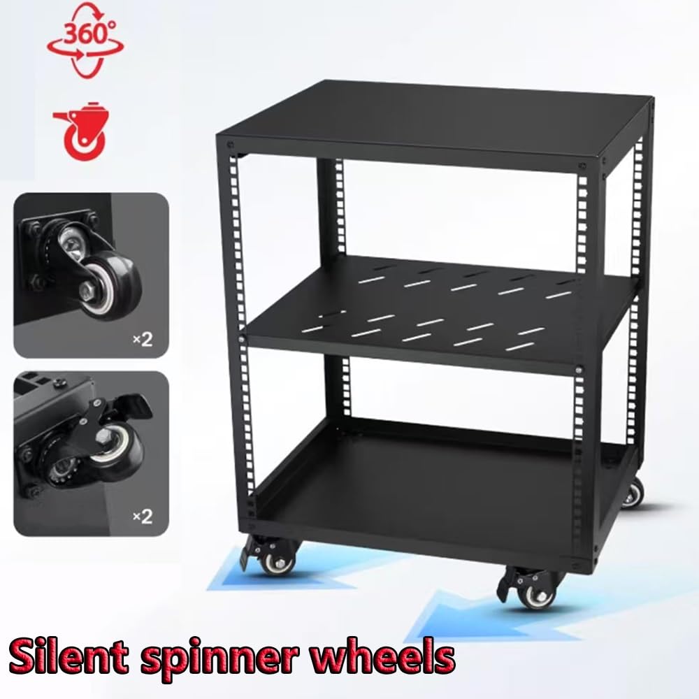 Support audio HiFi réglable en métal avec roulettes pour composants multimédias AV - Rangement de matériel audio mobile (H81,8 cm)
