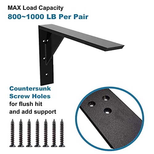 Heavy Duty Shelf Brackets 2 Pack 16" X 10" X 2 1/5" Steel Countertop Support Bracket L Brackets Mantel Bracket For Wood Granite Quartz Countertop #TOP2