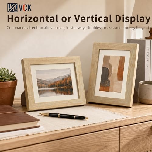 Image of VCK 5x7 Picture Frame 5 Pack, Natural Exclusive Wood, HD Glass, for Photo