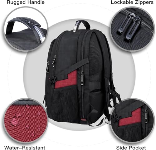 Image of ANTERK Extra Large Laptop Backpack, 18.4 Inch Laptop Backpacks for Men Women, 55L Anti Theft Water Resistant College Bussiness TSA Airline Approved Work Computer Backpack, Red