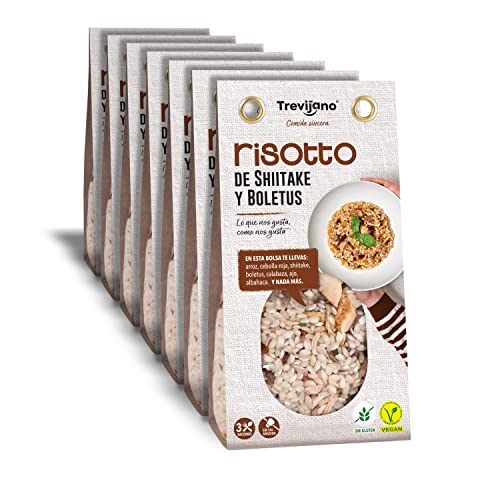 TREVIJANO Pack de 7 Bolsas - Risotto de Otoño, 280g - todo el sabor del boletus y la seta shiitake en una mezcla de vegetales, especias y arroz, sin ningún aditivo.