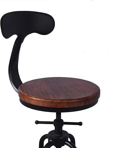 Miniatura 33 de Diwhy Taburete de mostrador industrial vintage, silla giratoria ajustable de altura de encimera de cocina, taburete con marco de metal, 20.47-26.77