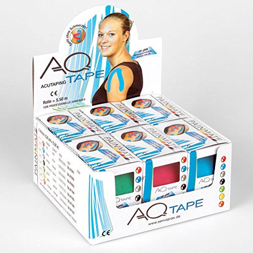 AQ-Tape - Cinta de kinesiología (5,5 m x 2,5 cm, 2 rollos), color amarillo
