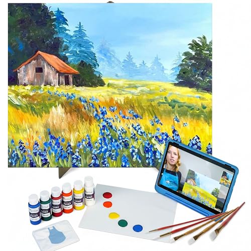 Painting to Gogh Wildflower Meadow - Painting Kit for Adults 16x20 Canvas 5 Paint Brushes Acrylic Paints Easel Palette Apron & Step-by-Step Video Tutorial for Beginners & Art Lovers