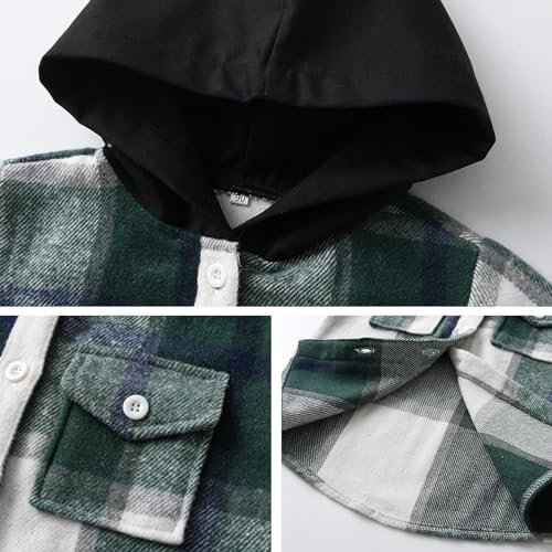 Winmany Little Boys Hooded Plaid Shirt Jacket Toddler Boys' Shacket Fall Spring Warm Lightweight Outerwear for 2-8 Years3