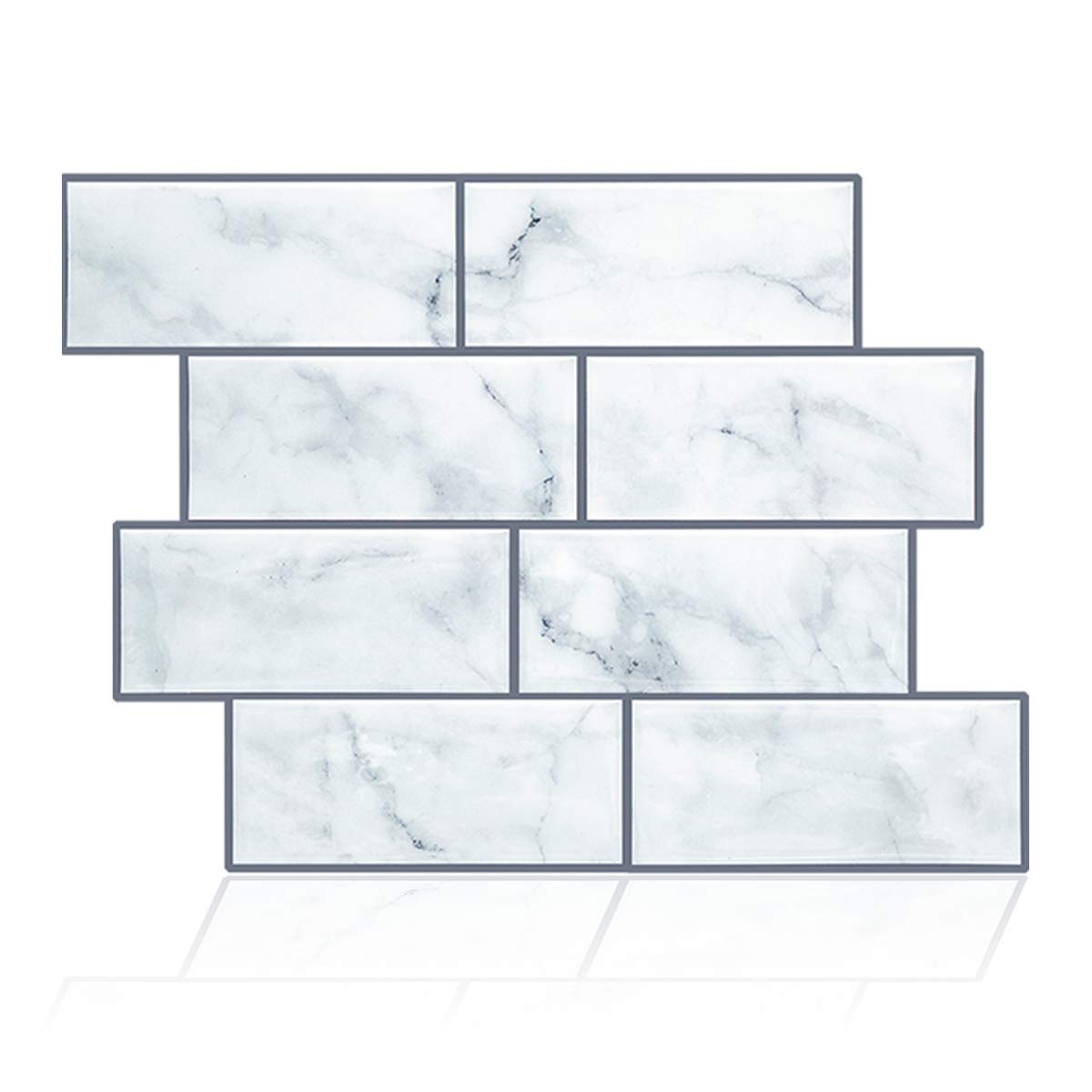 VIVID TREE 11.6"x8.5" Subway Peel and Stick Tile Backsplash with White Wood Grain Self Adhesive Removable Vinyl Wall Sticker Tiles for Kitchen Backsplash,Bathroom,RV(6 Sheets)