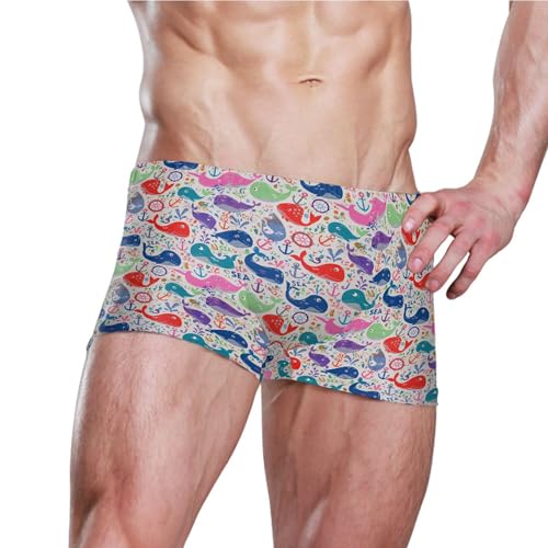 Cute Whale Mens Swim Trunk Swimwear Bathing Suit Swim Brief Square Leg Board Short S B04046733