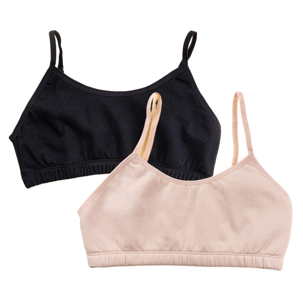 AdiraAdira | Starter Bra for Girls 13-14 Years | Flat Padding for Nipple Coverage | Comfortable Strecthy Cotton | Comfy-Breathable Beginners Bra & Super Soft Material | Pack of 2