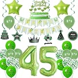 【Matériaux de haute qualité】Ces accessoires de fête de décoration verte sont fabriqués en latex de haute qualité et en feuille d'or, ils sont non toxiques et sûrs.Solide et durable,pas facile à casser.Les bannières sont en carton de haute qualité et peuvent être réutilisées.