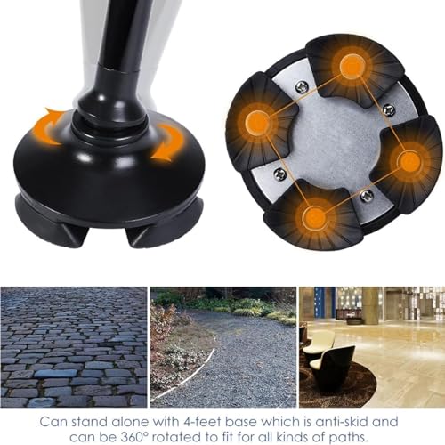Bastón plegable telescópico con luz LED y alarma, altura ajustable, anticaídas, antideslizante, para personas mayores, ideal para ancianos y cuidadores