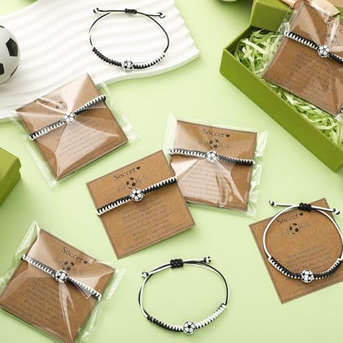 30 Sets Sports Charm Bracelets Bulk with Inspirational Card for Sports Party Favor Team Group Player Gifts2