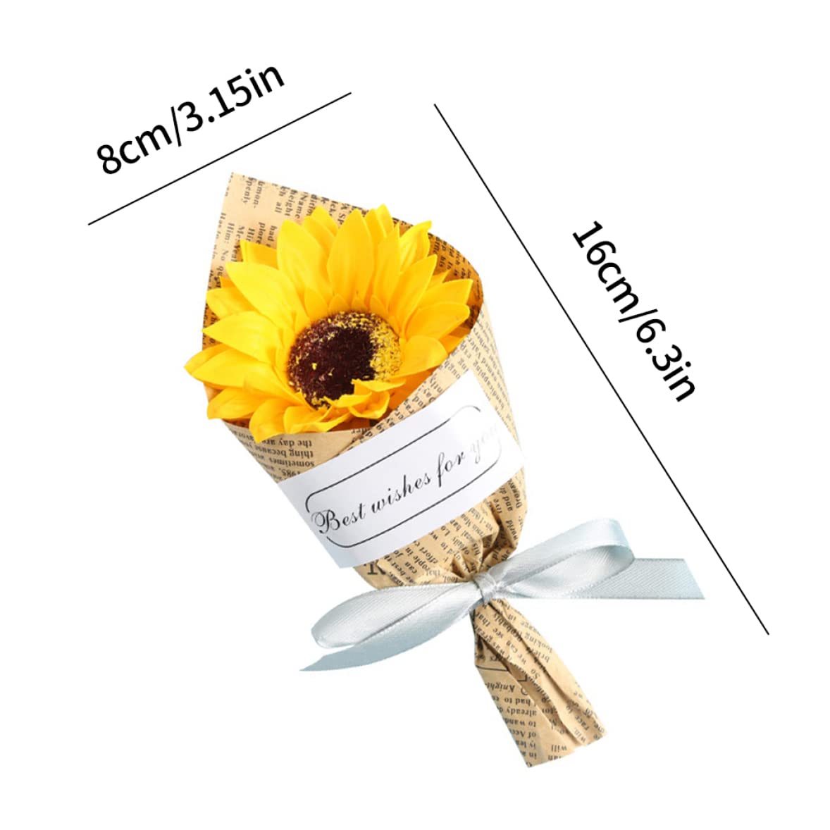 BEAHING Fiori di sapone Bouquet Artificiale Eterno Girasole di girasole avvolto per la decorazione del soggiorno, fiori di sapone