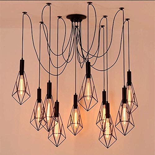 Preisvergleich Produktbild Wandlampe Chic Industriependelleuchten antiker Leuchter Weinlese Edison Lampenschirm Retro 6-Head 10-Head Ajustable DIY Decken Spinnen-Licht-E27 for Dining Hall Schlafzimmer Hotel Pendelleuchte, Größe