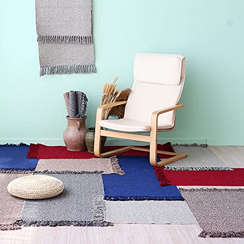 Cotton Bathroom Rug Reversible Laundry Room Rag Rug. Hand Woven Chindi Area Rug Entryway For Kitchen Bathroom Bedroom Dorm #TOP6