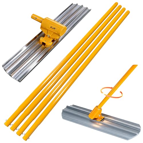 KJE Aluminum Magnesium Alloy Bull Float Concrete Tools 48 x 8 inch Round End Board Kit trowel Tool Cement Tools Float Bracket Concrete Tools with 48 inch Handles x 4 Screeding tool kit