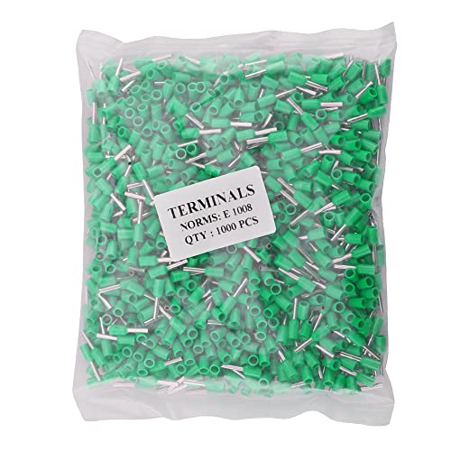 Heschen Cord End Terminal, E1008, AWG18 / 1.0mm², Wire Copper Crimp Connector, Vinyl Insulated, Green, Pack of 1000 - Image 4