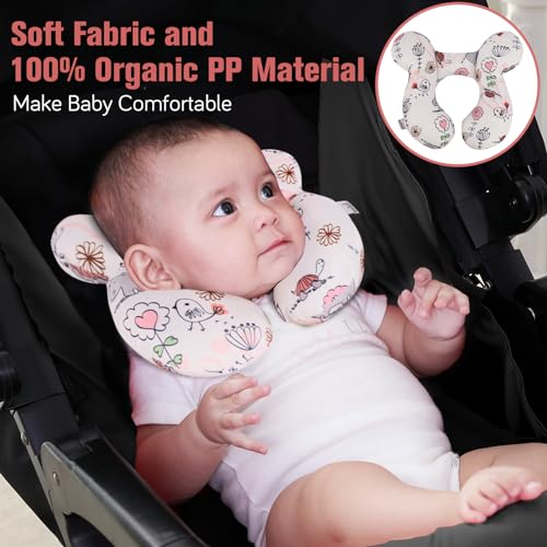 Image of KAKIBLIN Baby Neck Pillow, Upgraded Baby Support Pillow,Babies Head Pillow,Neck Support Pillow for for Car Seat, Stroller, Pushchair,Travel (Hippo)