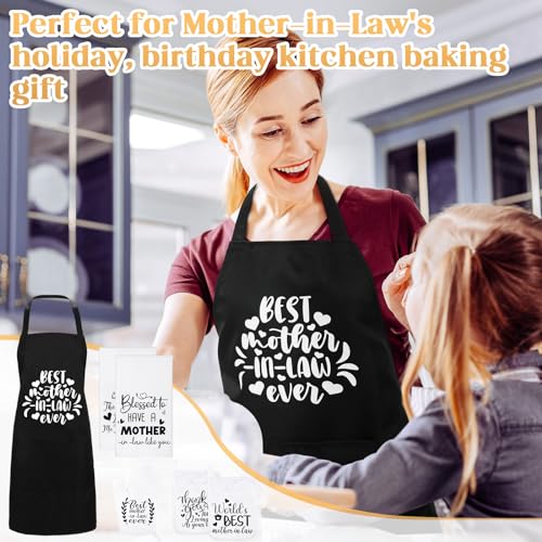 Shinymoon-6-Pieces-Mother-in-Law-Gift-for-Kitchen-Includes-2-Kitchen-Towels-2-Oven-Pads-Pot-Holder-Oven-Mitt-and-Apron-for-Home-Birthday-Kitchen-Cooking-Baking-Idea