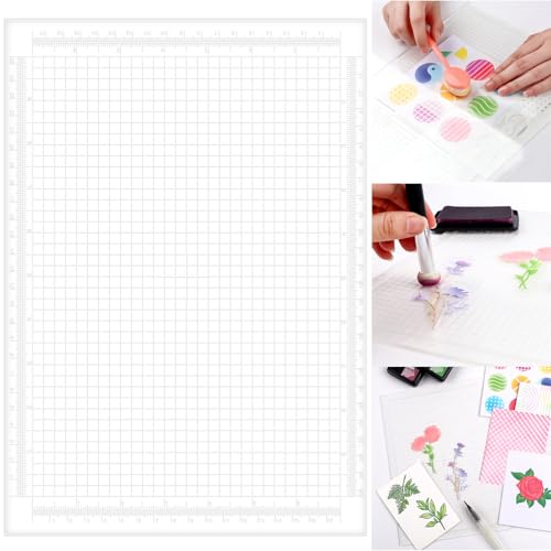 A4 Clear Photopolymer Sticky Mat for Stencil Stamp Reusable Anti-Slip Grip Mat Multi-Use Non-Slip Clear Photopolymer Craft Low Tacky Mat for Card Making Hold Your Cardstock in Place When Stamping