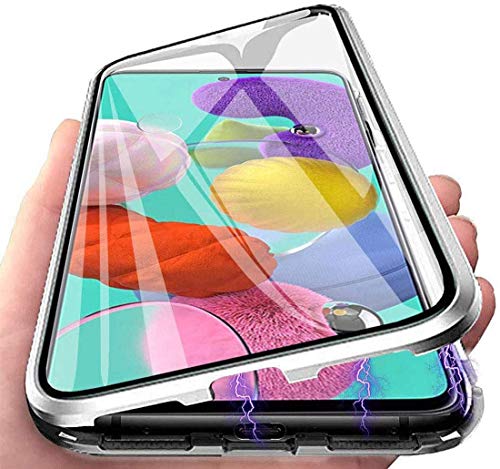 Orgstyle per Oppo A53 Cover, Custodia Adsorbimento Magnetico Protettiva, Fronte e Retro in Vetro Temperato Trasparente Cover Paraurti in Metallo 360 Gradi Cover, Argento Orgstyle per Oppo A53 Cover, Custodia Adsorbimento Magnetico Protettiva, Fronte e Retro in Vetro Temperato Trasparente Cover Paraurti in Metallo 360 Gradi Cover, Argento