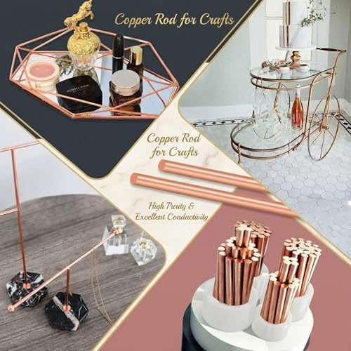 Image of Therwen 1 Pcs Pure Copper Round Rod 11.8 Inch Length Bare Metal Solid Copper Rod Lathe Bar Stock for Crafts (0.12 Inch / 3 mm in Diameter)