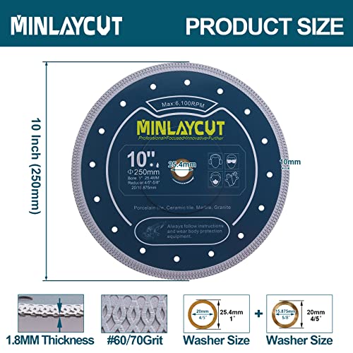MINLAYCUT Diamond Cutting Disc 250mm Ceramic Cutting Disc for Cutting Porcelain Ceramic Tile Marble Artificial Stone - Image 2