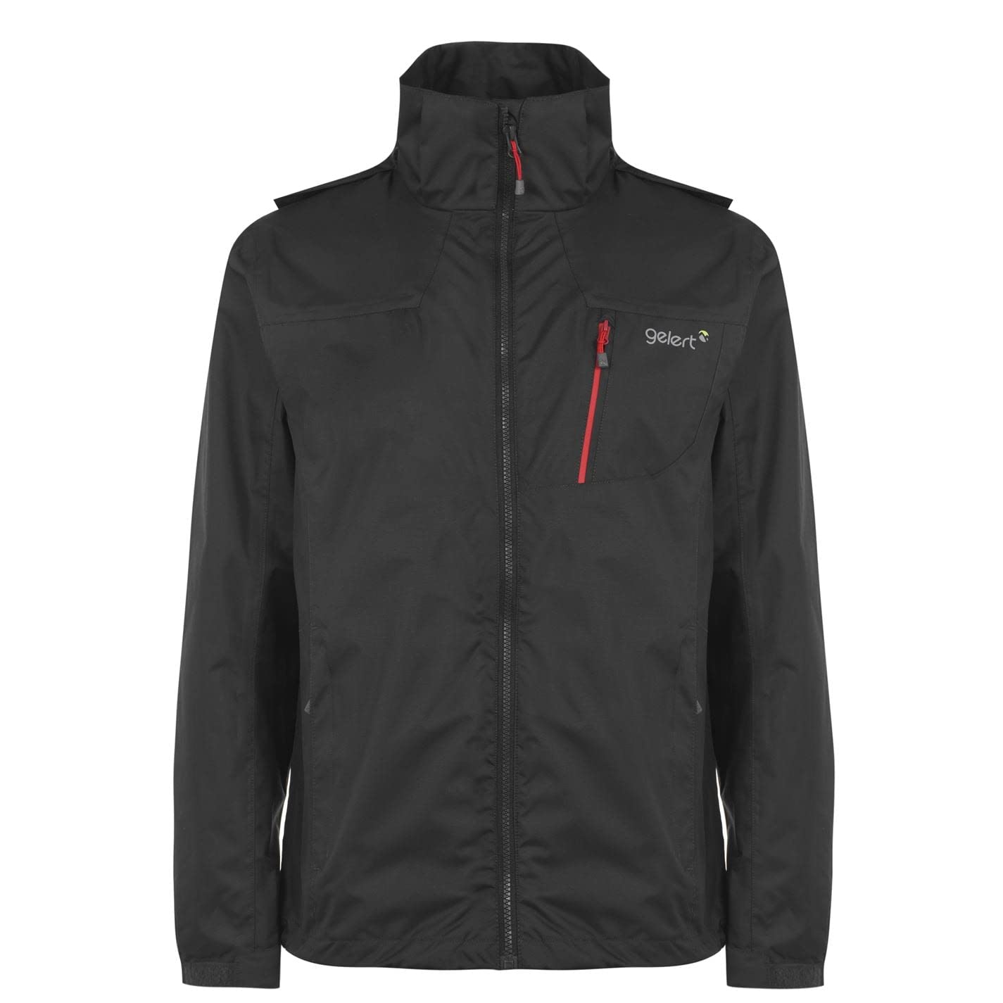 Gelert Men's Char/Gelert Rosso Horizon Waterproof Jacket Coat Top Chin Guard Breathable Hooded Zip Coal/Gelert Red M