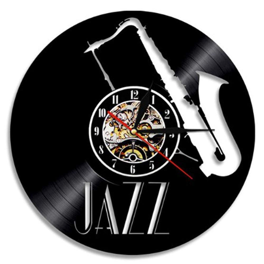 Zegar Jazz Xmas for Musician Jazz Zegar ścienny z winylu Rodzaj muzyki Zegar ścienny Vintage Jazz for Man Muzyka Płyta winylowa Zegar Instrumenty muzyczne Zegar ścienny Nowoczesny