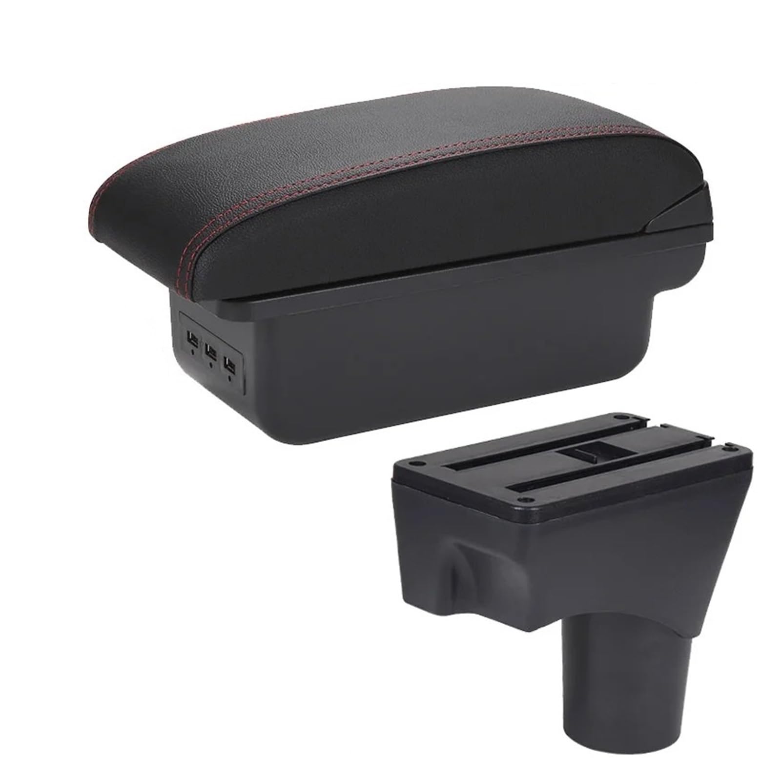 Hguvsjd Armrest Box For Nissan For Sunny For March For Micra K13 2010-2022 Car Armrest Storage Box Retrofit Parts Car Armrests(B Black red 3USB)