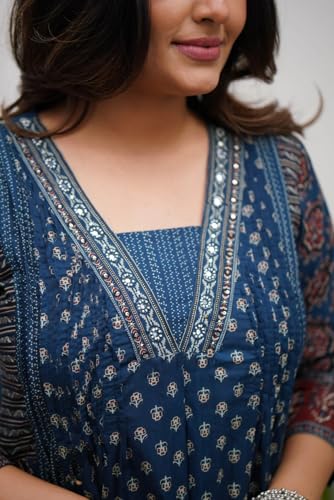 Image of KLOSIA Women Printed Anarkali Kurta and Pant Set with Dupatta