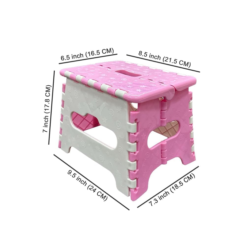 RIDHMIN Folding Step Stool for Kids (Multi Colour) Baby Stool Non-Slip Folding Stools with Portable Handle, Compact Plastic Foldable Step Stool for Bathroom,Bedroom, Kitchen 2